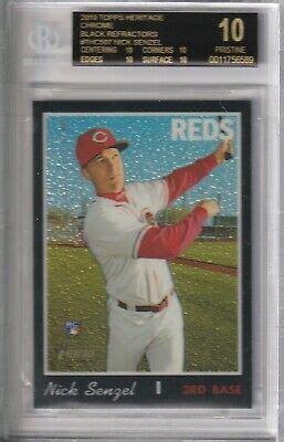 2019 TOPPS HERITAGE NICK SENZEL CHROME BLACK REFRACTOR 69 BGS 10 BLACK