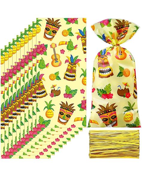 Hawaiian Luau Treat Bags Summer Tropical Aloha Treat Bags Palm Leaves