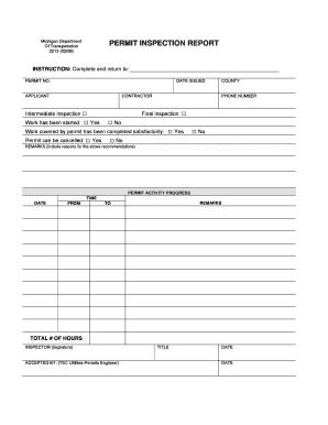 Fillable Online Permit Inspection Report Mdotcfstatemius Fax Email