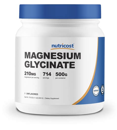 Nutricost Magnesium Glycinate Powder 500 Grams Unflavored Gluten Free And Non Gmo