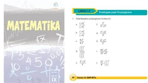 Kunci Jawaban Matematika Kelas 9 Semester 1 Halaman 30 31 32 Latihan