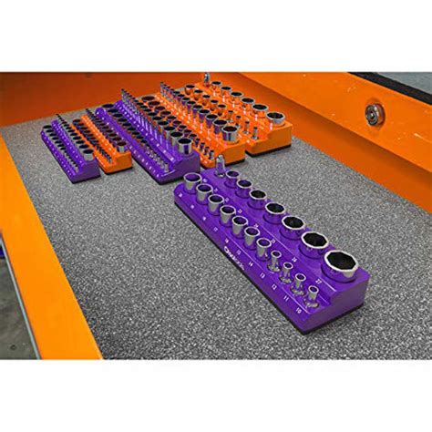 Getuscart Magnetic Socket Organizer 38 Inch Drive Sae Orange Holds 26 Sockets Premium