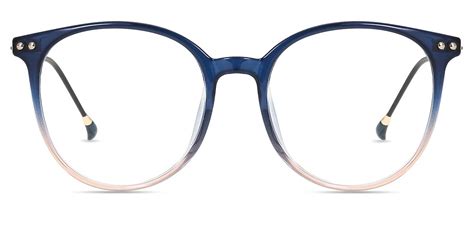 Unisex Glasses Large Shirley20401 Clear Blue Pink Tr Metal Round