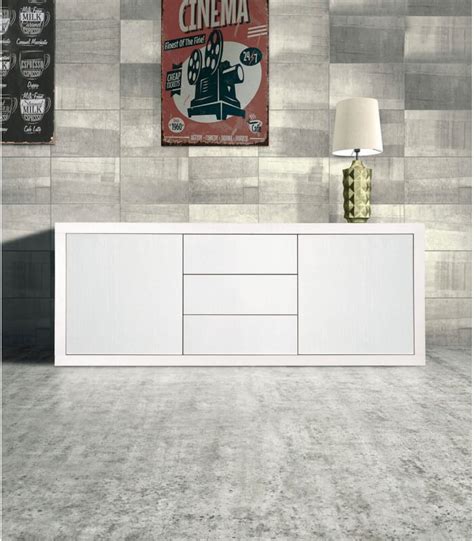 Credenza Moderna Bianco Frassinato Ante Cassetti Spazio Casa