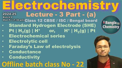 Electrochemistry Class 12 L3 A Batch2 Electrochemical Series She Faradays Law Cell