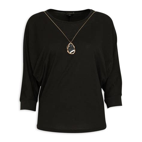 Black Dolman Top With Necklace Truworths