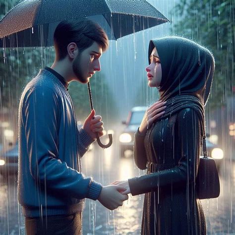 Two People Standing Under An Umbrella In The Rain