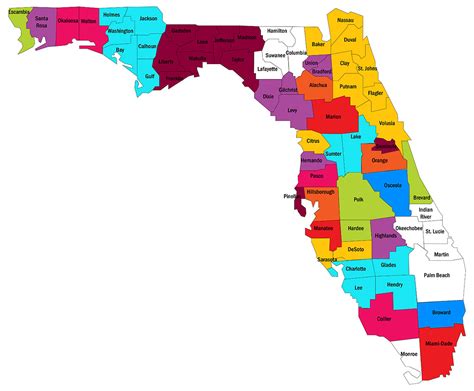 Map Of Florida And Its Counties Glynis Frederique