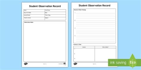 Student Observation Form Teacher Aide Resources Twinkl