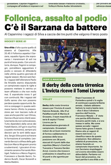 La Nazione Grosseto 2 Marzo 2024 Hockey Sarzana