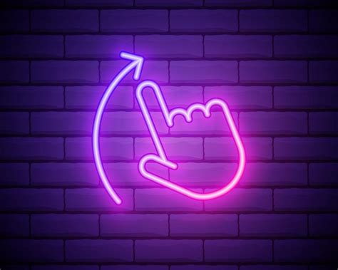 Swipe Up Pink Glowing Neon Ui Ux Icon Glowing Sign Logo Vector Isolated On Brick Wall 2270993