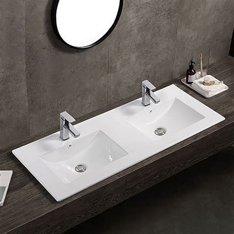 1200mm Thin Edge Inset Basin Sink And Overflow Ceramic Double Wash Basin On Onbuy