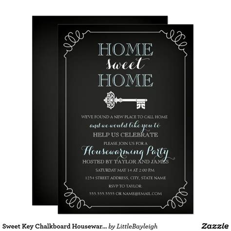 Sweet Key Chalkboard Housewarming Invitation Zazzle House Warming Invitations Housewarming