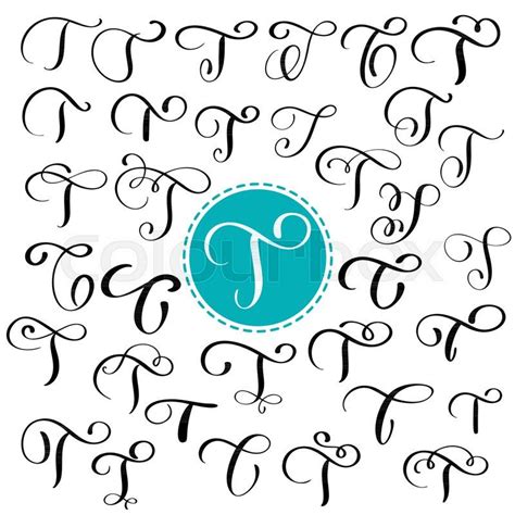 Stock Vector Of Set Letter T Hand Drawn Vector Flourish Calligraphy