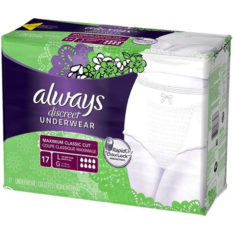 Always Discreet Maximum Absorbency Incontinence Underwear Large 17 Ea Pack Of 3