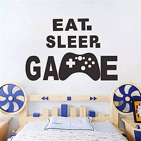 Calcomanías De Pared De Jugador Eat Sleep Game Control Cuotas Sin Interés