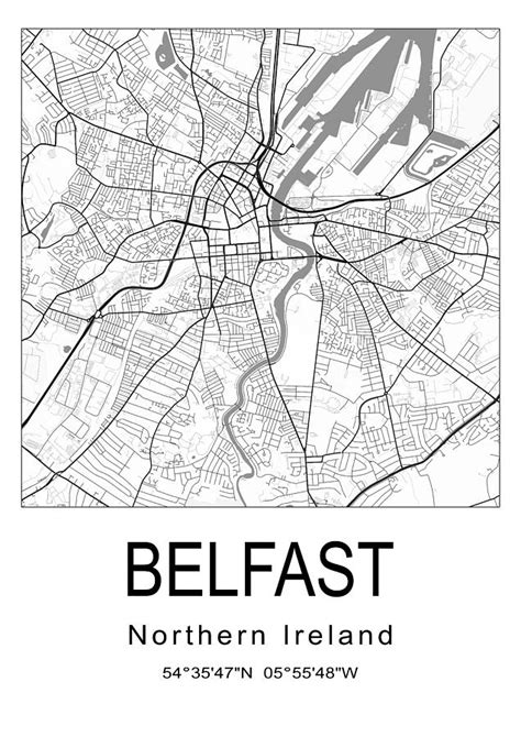 Belfast Northern Ireland City Map Digital Art By Dandi Studio