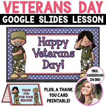 Veterans Day Google Slides Lesson And Thank You Card Printable Tpt