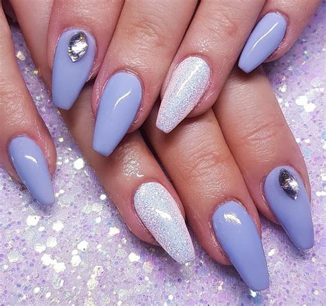 Blue Gel Sculpted Nails With Glitter And Gems Sculpted Nails Nails