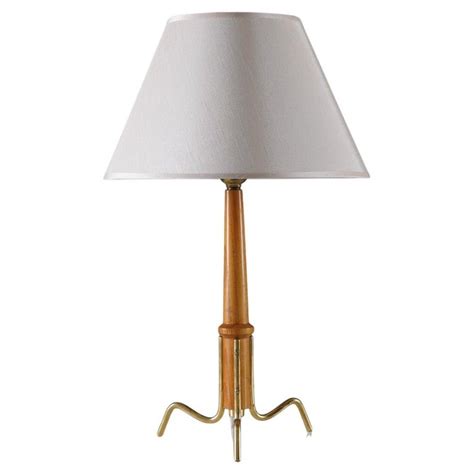 Scandinavian Mid Century Table Lamp In Brass And Teak For Sale At 1stdibs