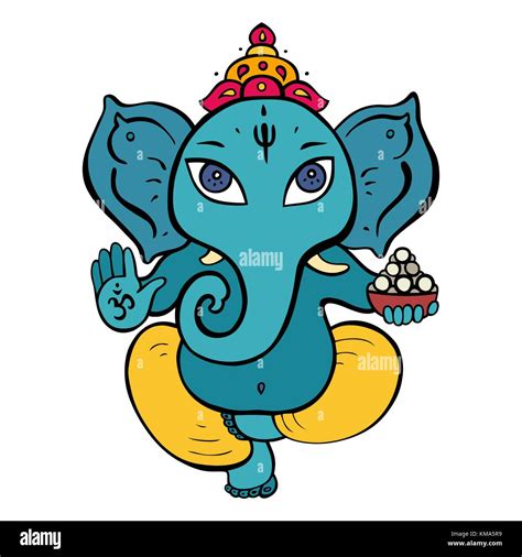 Hindu Gott Ganesha Hand Gezeichnet Tribal Style Vector Illustration