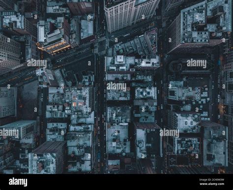 Aerial Overhead View Of Manhattan New York City Streets Right After