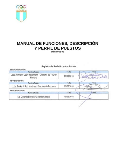 Pdf Manual De Funciones Descripci N Y Perfil De La Carta