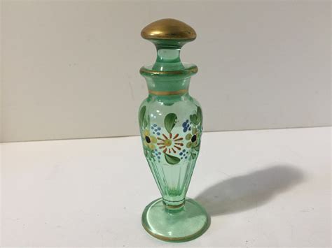 Vintage Art Deco Green Depression Glass Perfume Bottle Antique Price Guide Details Page