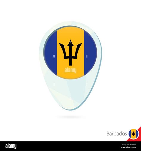 Barbados Flag Location Map Pin Icon On White Background Vector