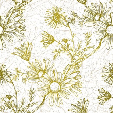 Premium Vector Daisy Chamomile Seamless Pattern