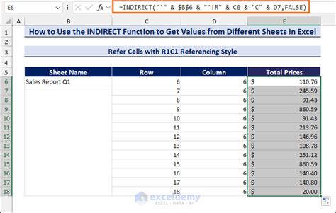 How To Use The INDIRECT Function To Get Values From Different Sheet In