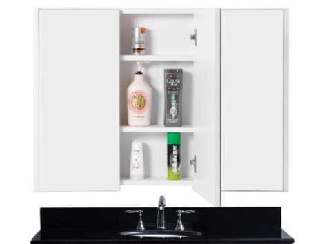 Basicwise Shelves White Wall Mounted Bathroom Mirrored Door Vanity