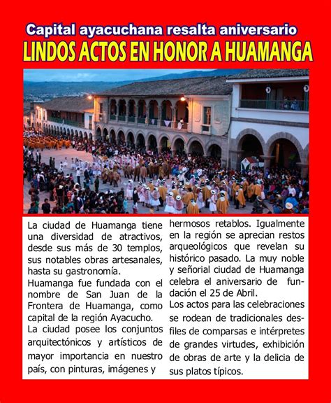 Folclore Eterno Peru La Ciudad De Huamanga Celebra Su Aniversario