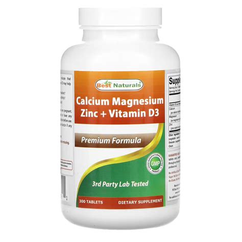 Best Naturals Calcium Magnesium Zinc Vitamin D3 300 Tablets Shopee Malaysia