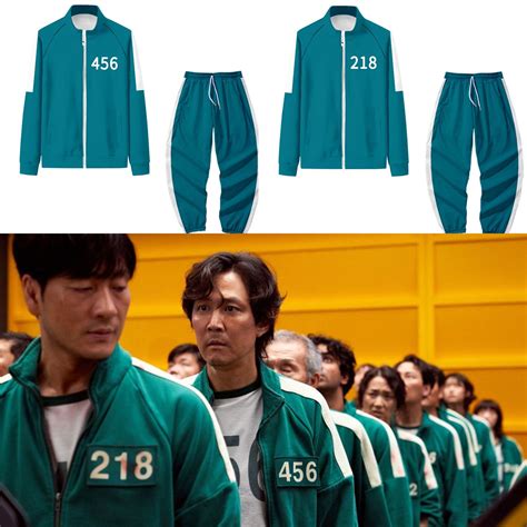 The Squid Game Coat Costume Green Jacket Pants Two Piece Set Coat Adult Tracksuits Sweatshirt