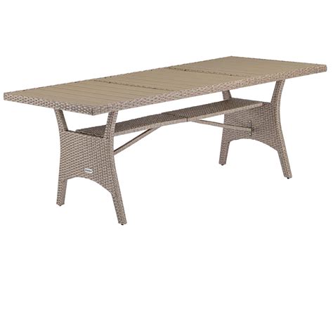 Polyrattan Garden Table Takeo Cream 190x90x75cm WPC DeubaXXL