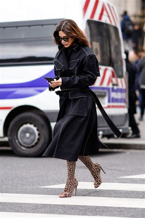 Christine Centenera Wears Sunglasses A Black Denim Dress Leopard