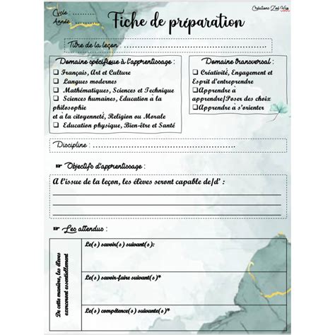 Fiche de préparation