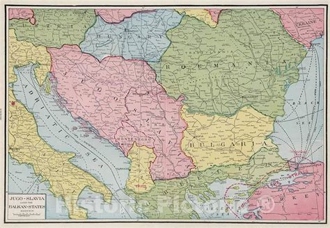 Historic Map 1925 Yugoslavia And The Balkan States Vintage Wall