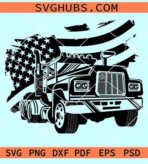 Semi Truck With Flag Svg Semi Truck Svg Truck Svg Big Tru Inspire