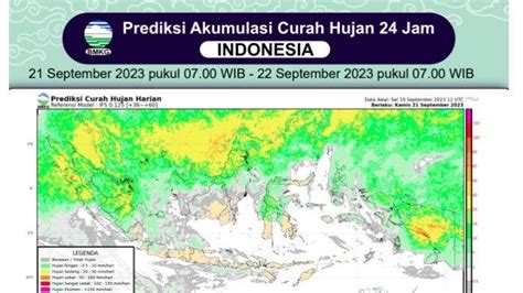 Prakiraan Hujan Di Indonesia Hari Ini Kamis 21 September 2023 BMKG