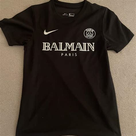 PSG Balmain Nike Top Black Size S Used Worn Depop