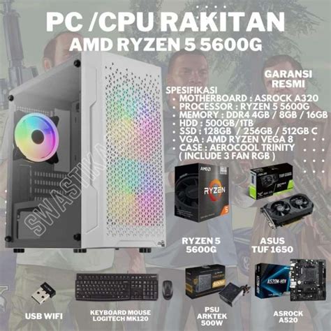 Jual Pc Gaming Amd Ryzen G Gtx Gb Pc Gaming Editing