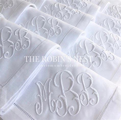 Custom Embroidered Linen Dinner Napkins Monogrammed Wedding Etsy