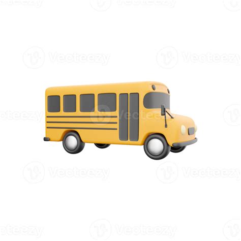 3d Render Of Yellow School Bus Icon Back To School Concept 3d Render