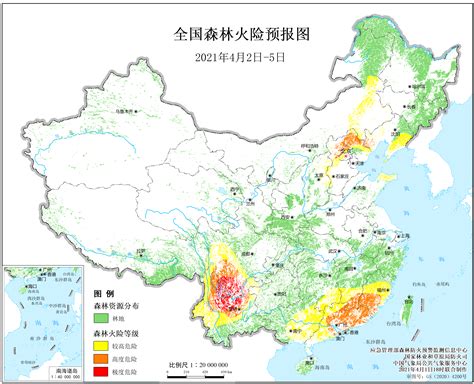 高森林火险橙色和红色预警（2021年4月1日） 中国森林草原防灭火网