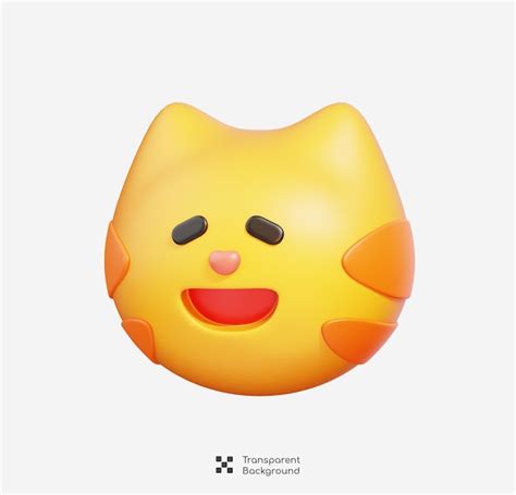 Premium Psd Happy Cat Emoji Cat Emotion Cartoon Icon Animal Emoticon