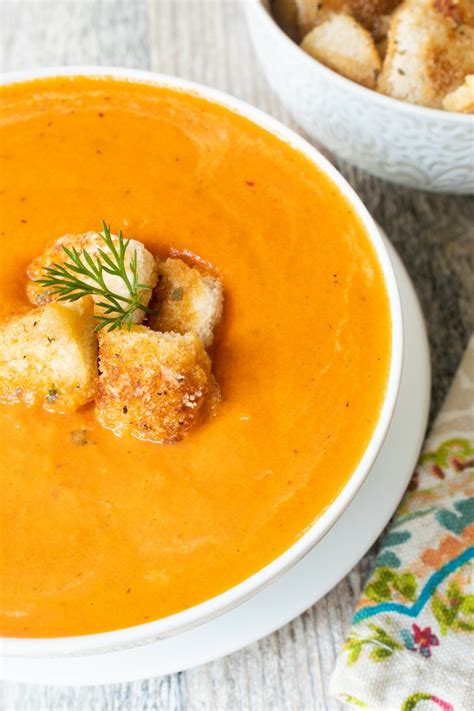 Creamy Tomato Soup With Buttery Croutons For The Love Of Cooking