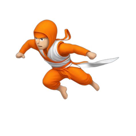 Male Parcour Athlete In Orange White Cloths Captured Mid Air Ai Emoji Generator