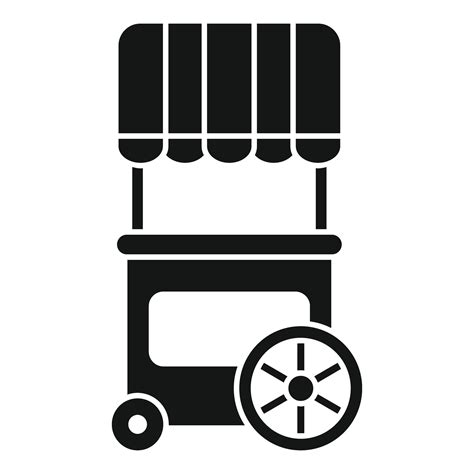 Mobile Street Food Cart With Striped Awning Icon Representing Street